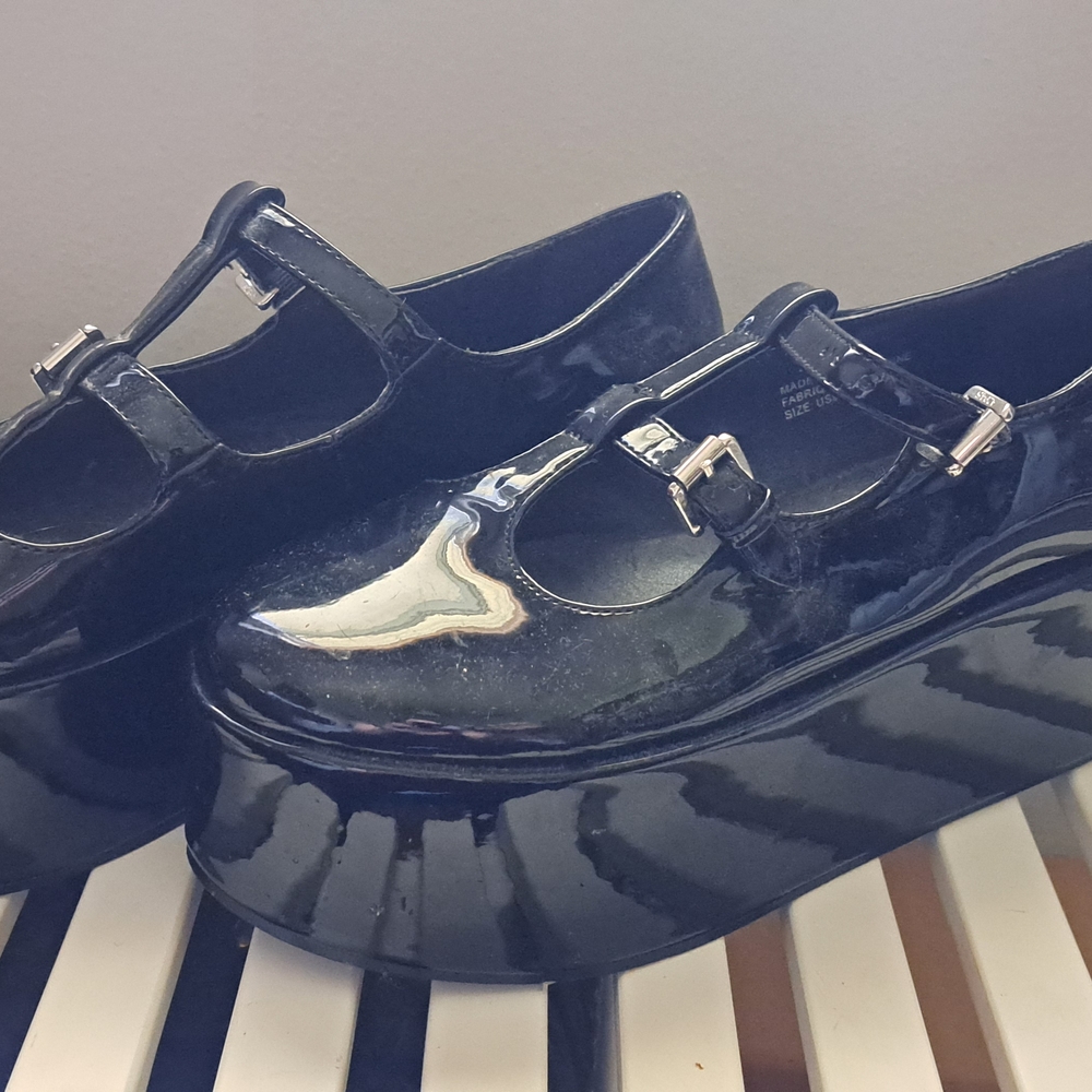 Urban Outfitters Black Platform T-Strap Shoes